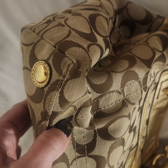 Coach Gold and Brown Signature Tote Bag REHAB BAG VGUC - Picture 5 of 11
